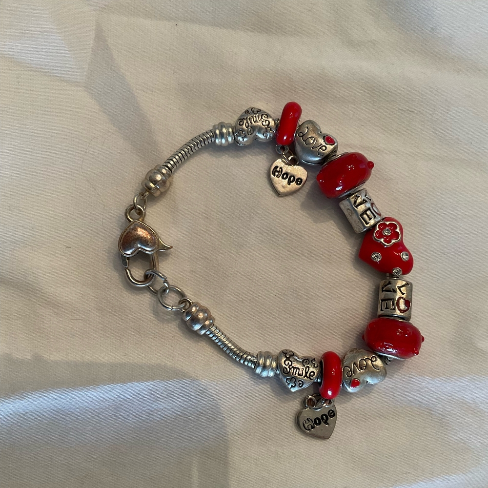 Brighton Silver and Red Heart Charm Bracelet - Picture 4 of 5